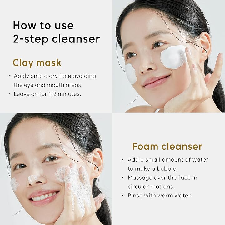 Rice Pure 2-IN-1 Korean Clay Mask to Foam Cleanser