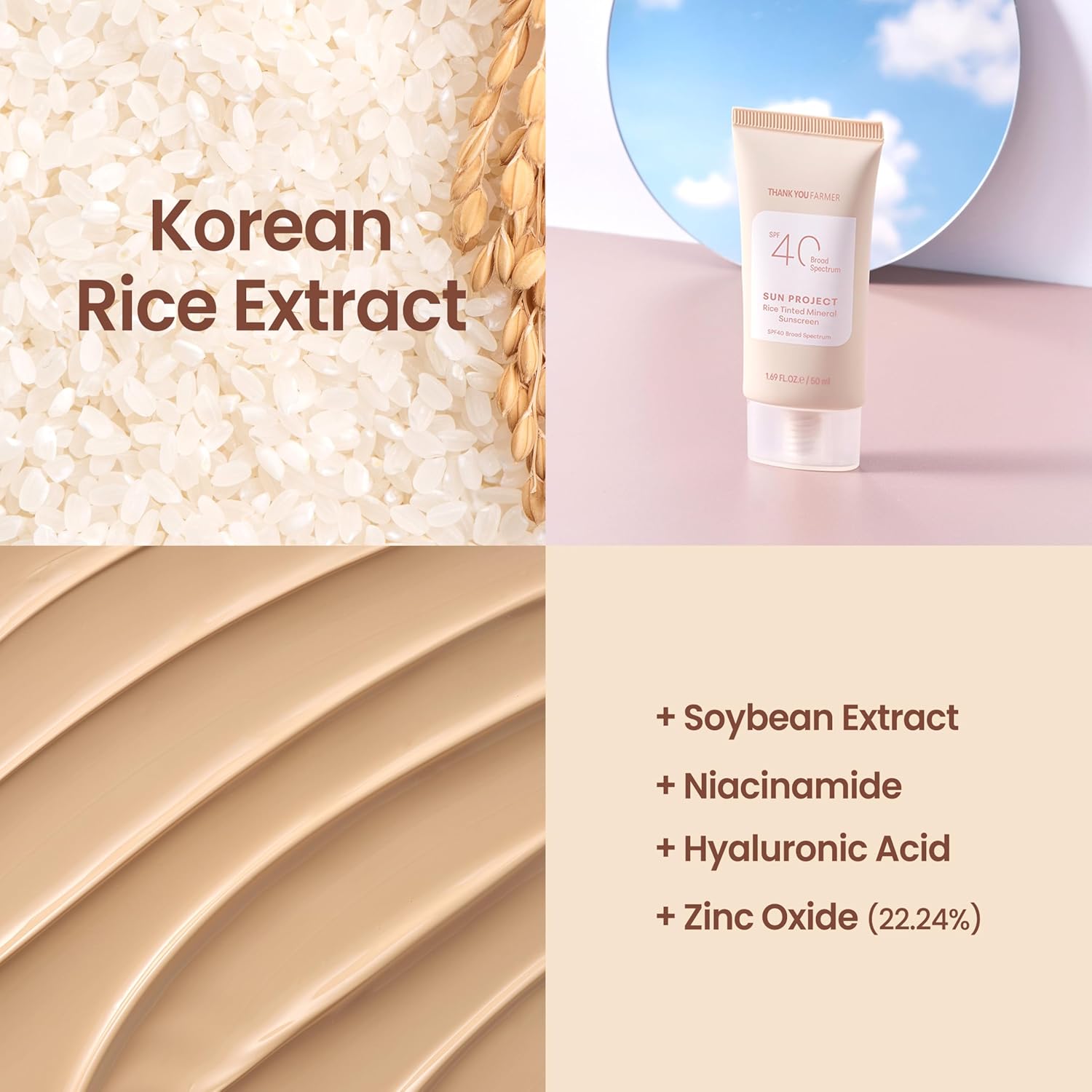 Sun Project Rice Tinted Mineral Sunscreen SPF40 Broad Spectrum